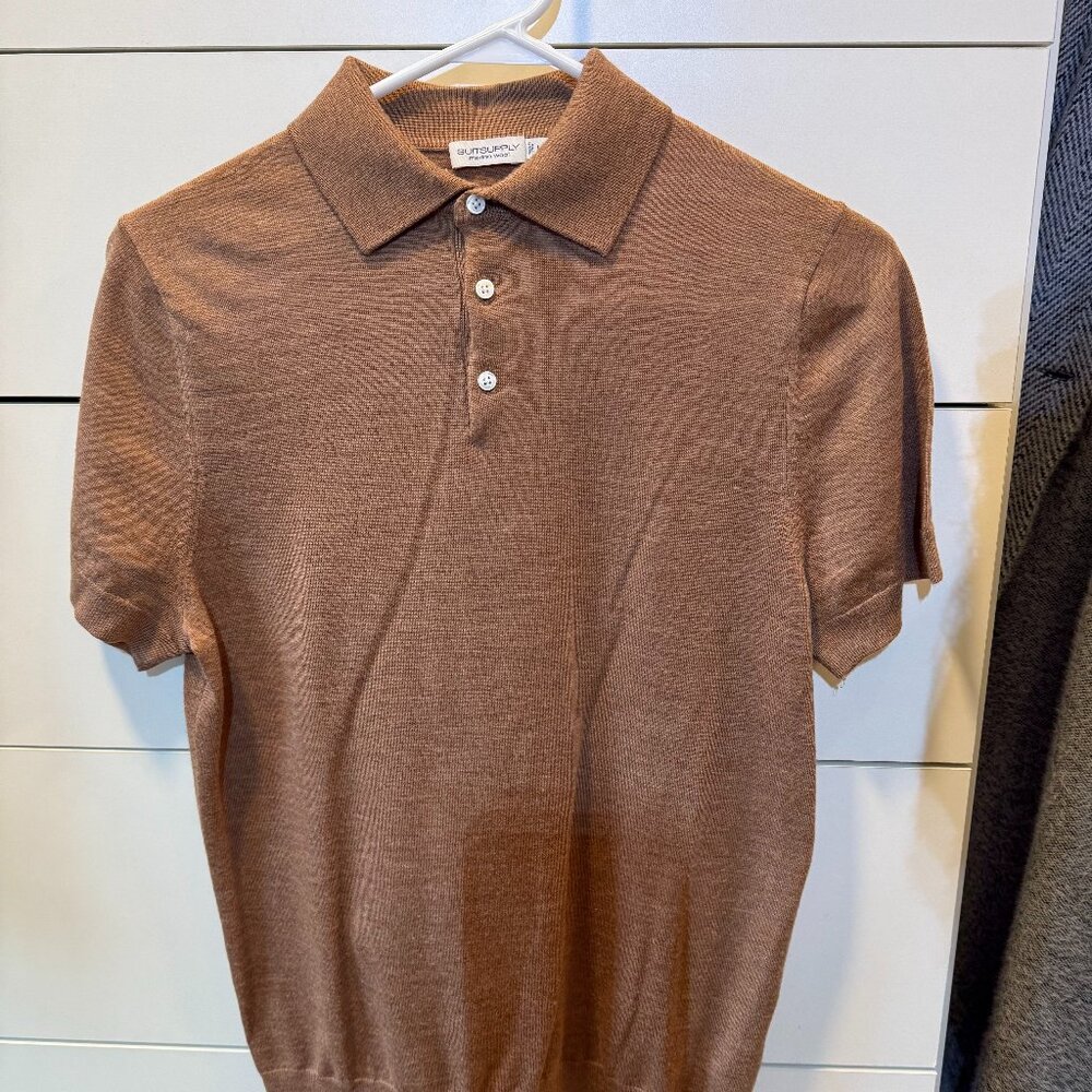 Tan Classic Polo Shirt with Short Sleeves